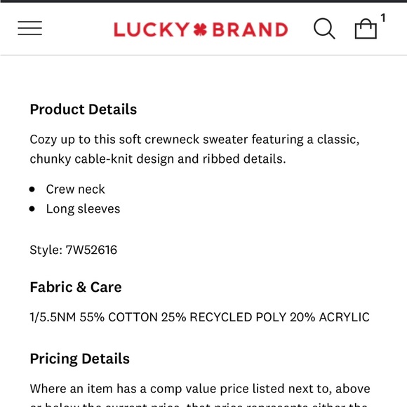 Lucky brand cable crew neck sweater - Picture 6 of 10